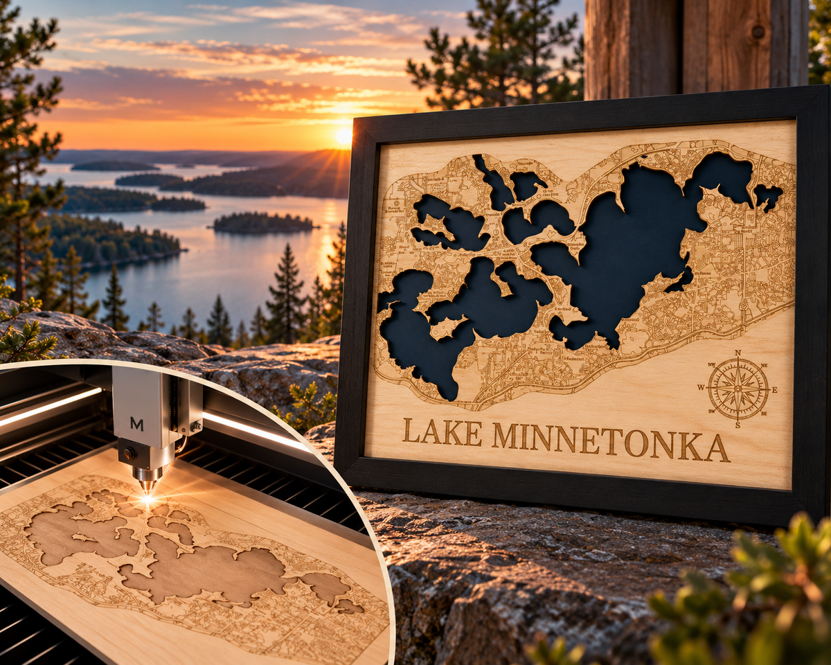 Custom Laser Map Lake Maps