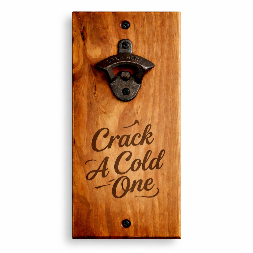 Wall-Mounted Wooden Bottle Opener – Custom Engraved