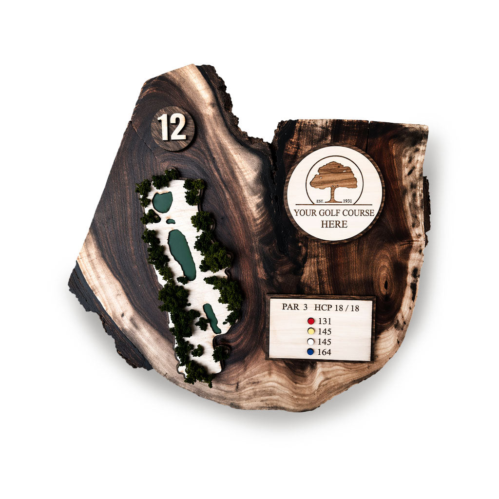 Exotic Wood Slab - Custom Golf Hole Wood Plaque – Personalized Course Art