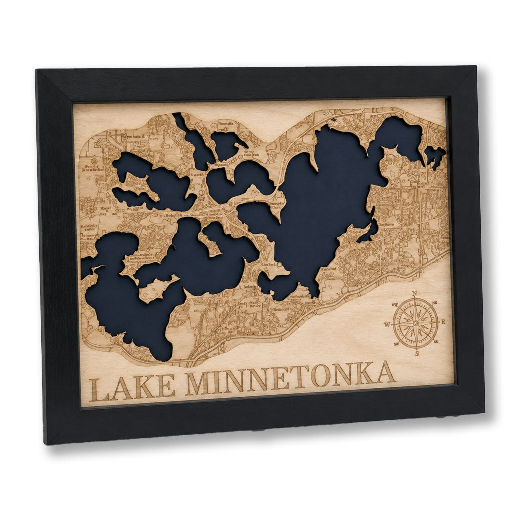 Lake Minnetonka 3D Wood Map | Laser Engraved Lake Wall Art