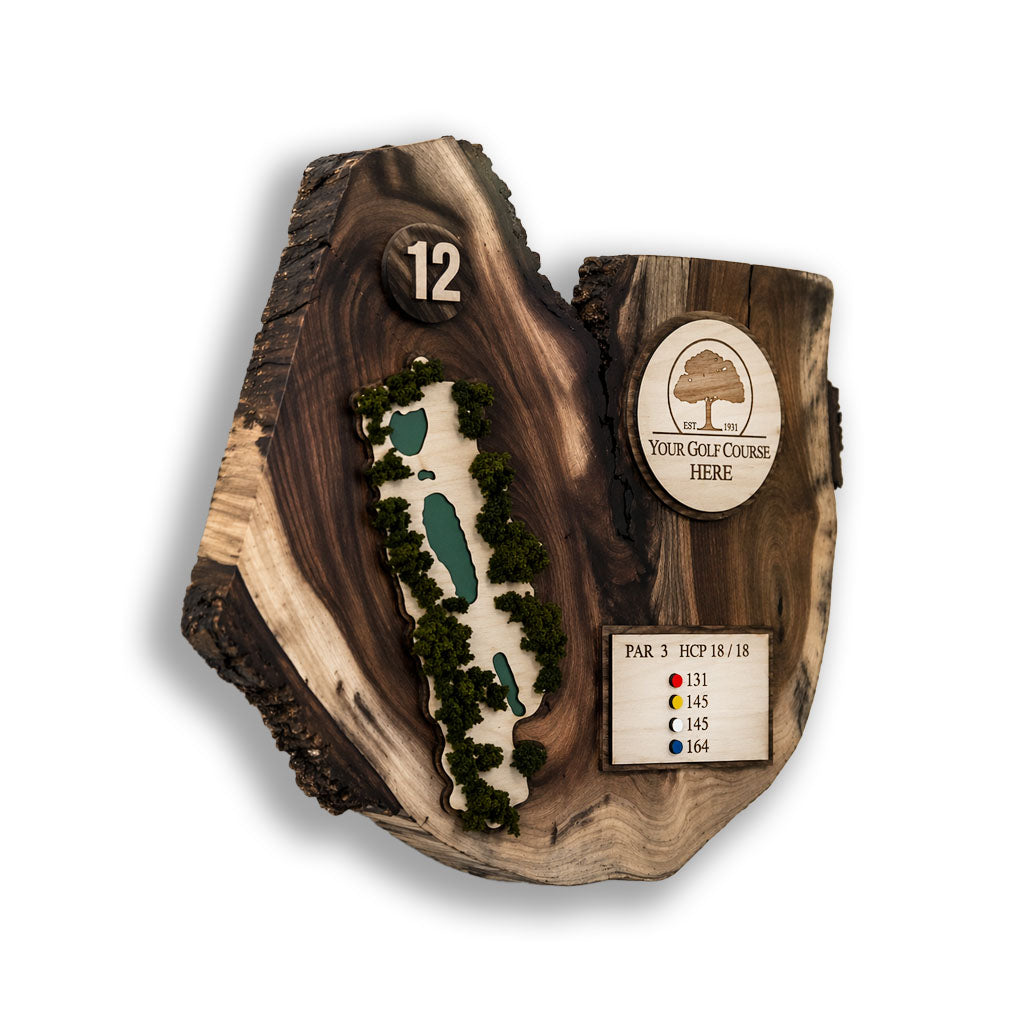 Exotic Wood Slab - Custom Golf Hole Wood Plaque – Personalized Course Art
