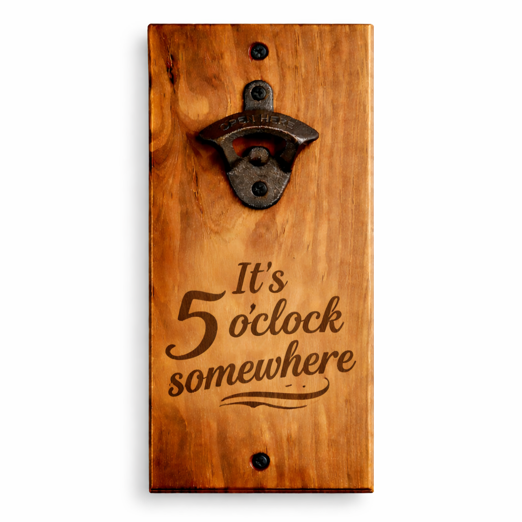 Wall-Mounted Wooden Bottle Opener – Custom Engraved